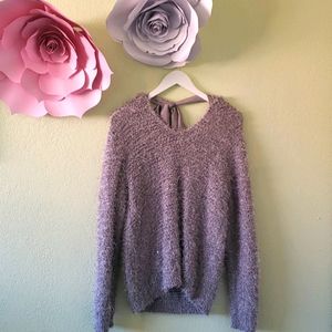 Jennifer Lopez Fuzzy Gray Sweater